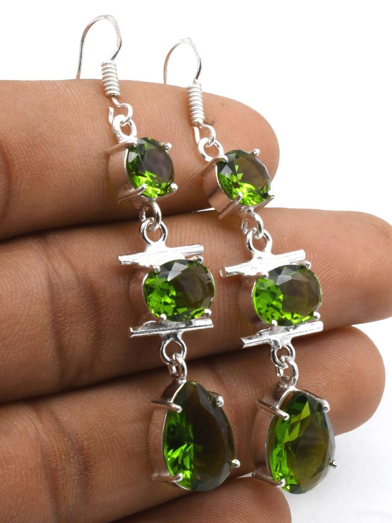 Peridot Gemstone Ethnic Handmade Drop Dengle Earring Jewelry ER 309