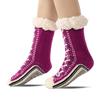 1 Pair Winter Socks Shoes Pattern Plush-lined Warmth Retention Christmas High-tube Socks Leg Warmer Fall