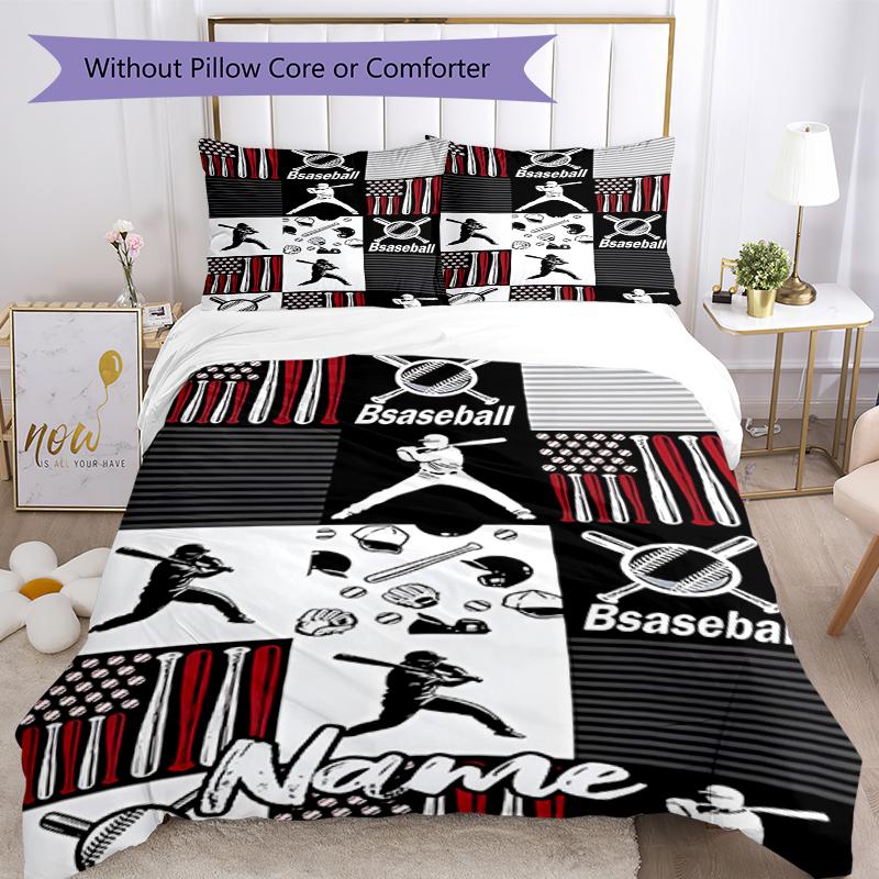 Set Biancheria da Letto Baseball con Nome Personalizzato 3 Pezzi Copripiumino Chiusura Include 1 Copripiumino e 2 Federe, Morbido e Confortevole per Tutte le Stagioni.