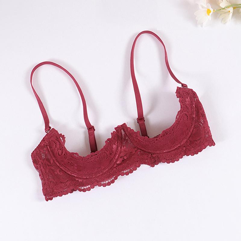 European & American Sexy See-Through Lace Bra - Anti-Sagging, Thin Design for a Flattering Fit