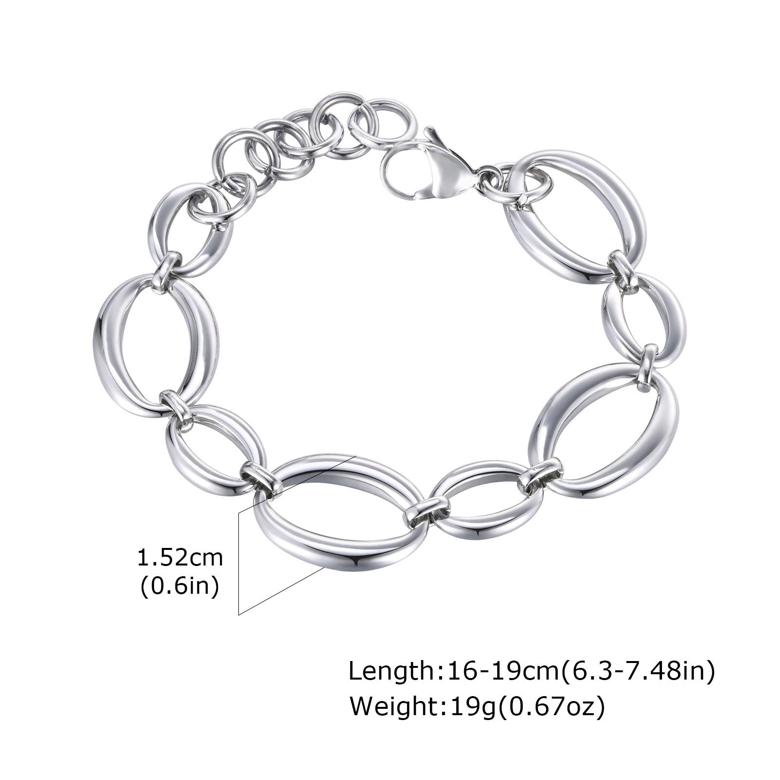 

Vnox Stainless Steel Oval Links Chain Bracelets for Women Girls, Dainty Simple Metal Links Wristband Jewelry Never Fade