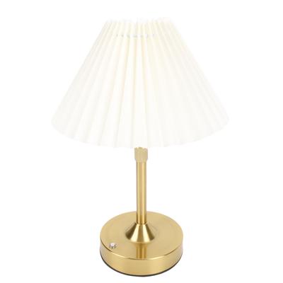 Cordless LED Table Lamp with Fabric Shade 2700k Warm Light Vintage Rechargeable Dimmable Nightstand Desk Light for Bedside Bedroom