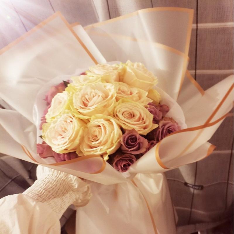 20 Sheets Gilt Edge Wrapping Paper Flowers Gift Wrapping Material Korean Style Birthday Wedding Florist DIY Wrapping Paper