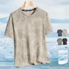 Summer Men Breathable Ice Silk Short Sleeve Tee Elastic Crew Neck Casual Fashion High Quality Sports Running Plain Top