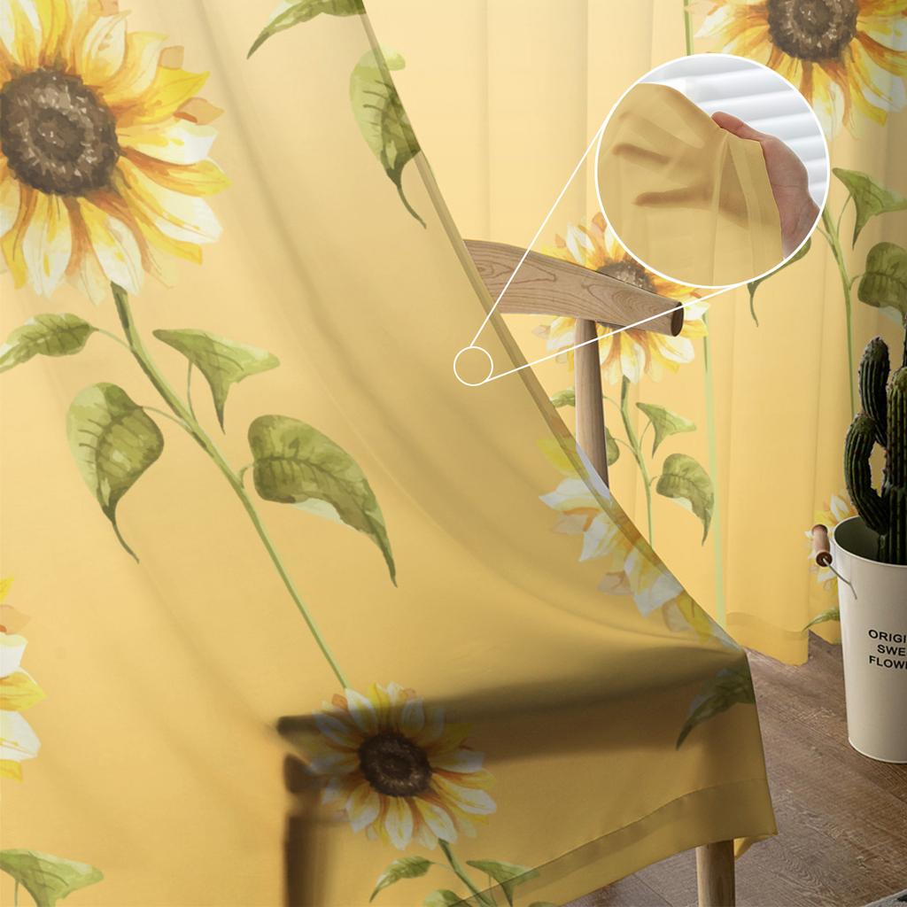 Aquarell Sonnenblumengelb Farbverlauf Transparente Vorhänge zur Wohnzimmerdekoration Fenstervorhänge Küchen-Tüll-Voile-Vorhänge