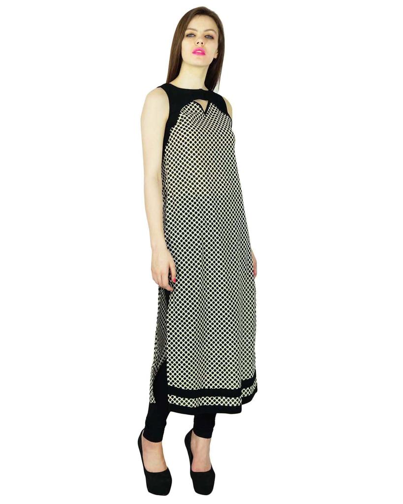 Phagun Polka Dot Printed Kurta Indian Designer Women Ethnic Kurti Cotton
