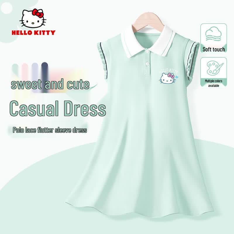 Hello Kitty Girls  Sweet Ruffled Flutter Sleeve Dress 150