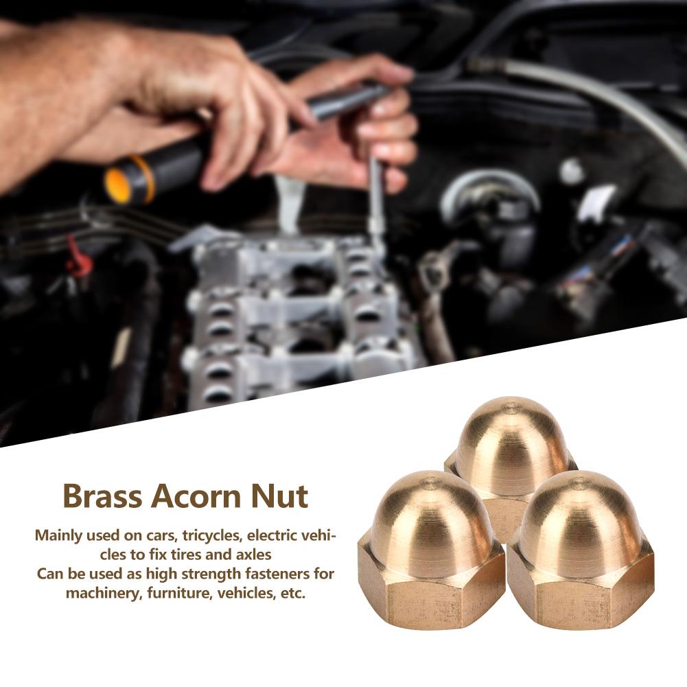 Brass Acorn Nut Kit Dome Head Cap Hex Nuts Set Vehicle Fasteners