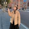 Down Jacket Women's Lapel Winter New Woolen Collar Drawstring Waist Temperament Cotton Coat Cotton Jacket
