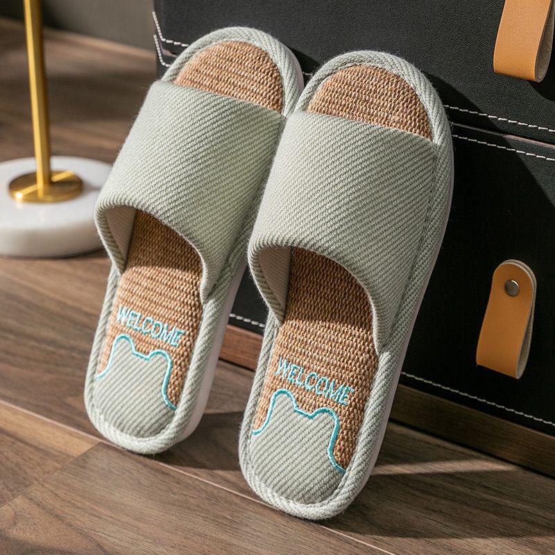 

Дышащие хлопково-льняные домашние тапочки для мужчин и женщин – Нескользящие, Мягкая подошва, Влаговпитывающие, Бесшумные, Комфорт в любое время года 38-39 (fits 37-38) зелёный