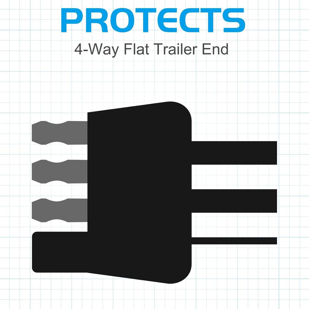 8 Pack 4-Pin Flat Trailer Wiring Harness Connector Dust Cover Black Vehicle Side Plug Terminals Connection Dust Cover Bulk For Trailer Replace Agat