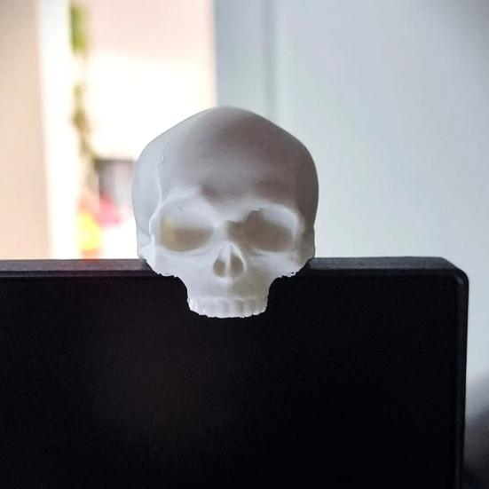 Skull Decoration Snap-On Monitor Clip 3D Printed Miniature Skull Figurine for Computer TV Screen Edge Unique Gothic Style Desktop Ornament Home Office
