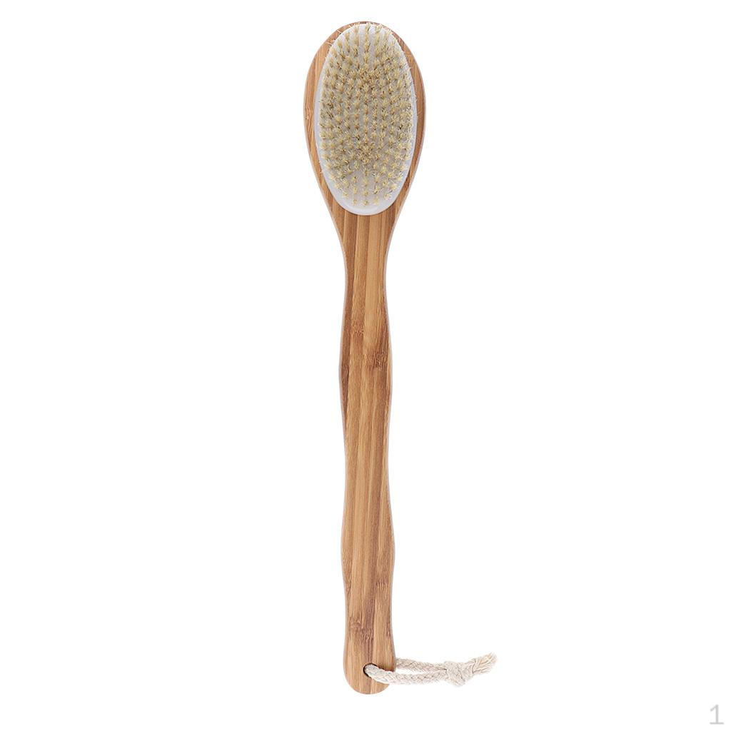 Back Brush Massage Wooden Body Shower with Long Handle for