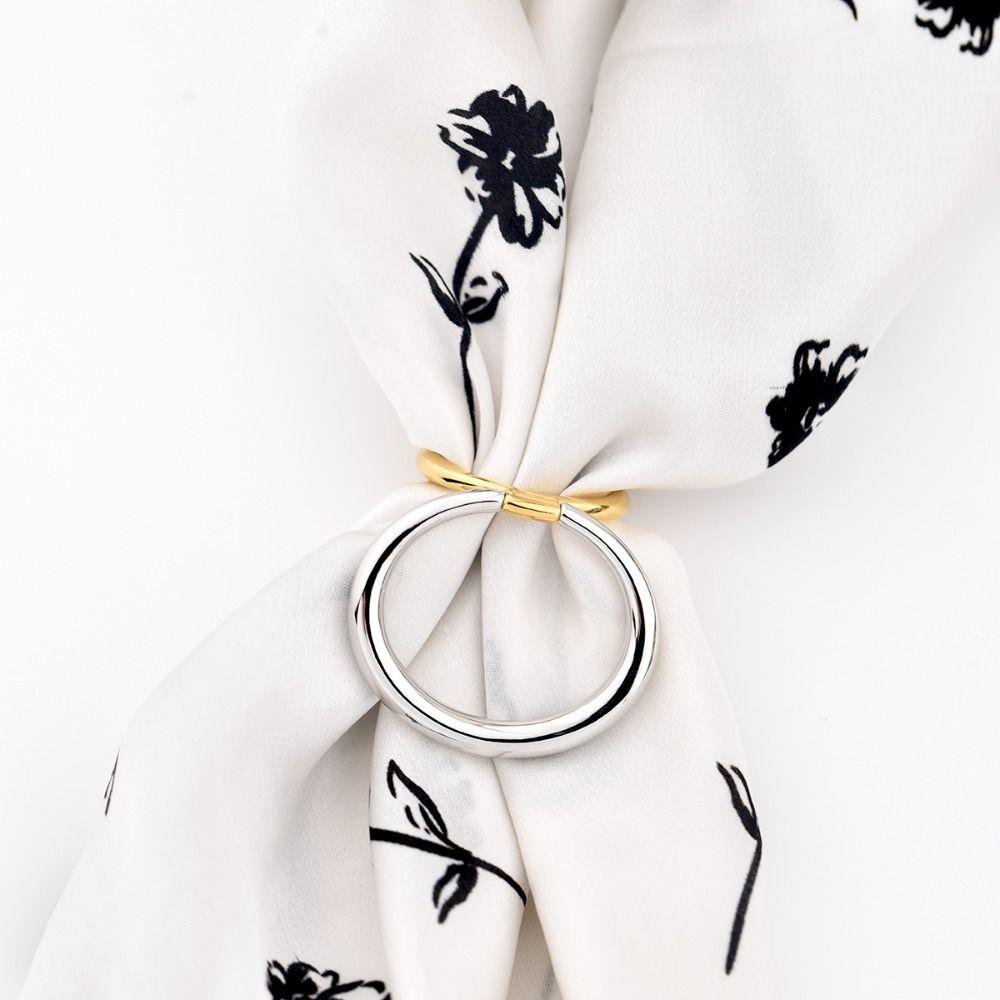 Electroplated Scarf Buckle Ring Double Ring  Trendy   Clothing Accessories