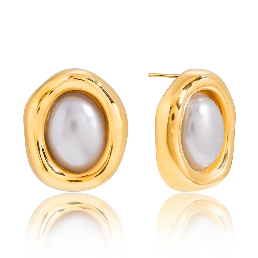Light Luxury Niche High-end Sense 18K Resin Pearl Earrings Jewelry