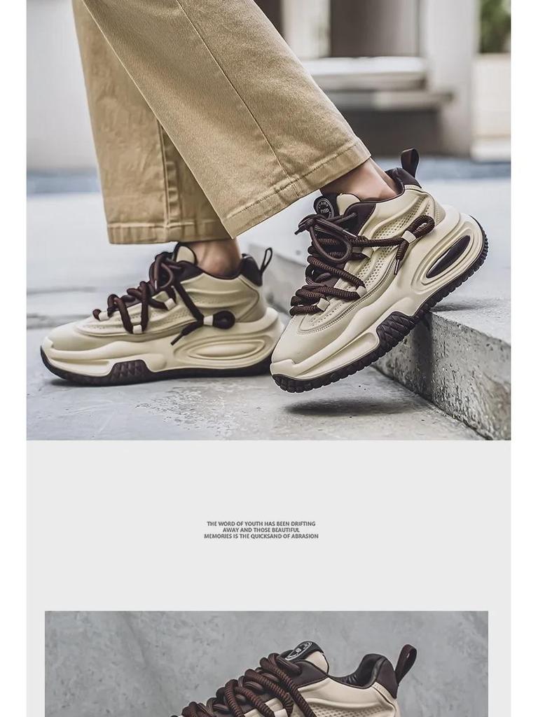 Men's Trendy Thick-Soled Sneakers: Hong Kong Style, Breathable, and Perfect for Every Season