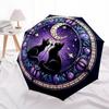1pc Stained Glass Cats Moon Night Umbrella with Plastic Handle,Suitable for All Seasons Home Travel Outdoor UmbrellaDD063