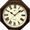 Santell Hergestellt in Japan Natürliches Holz Retro Achteckige Funk-Wanduhr (Römische Buchstaben) Antik Braun DQL713-R