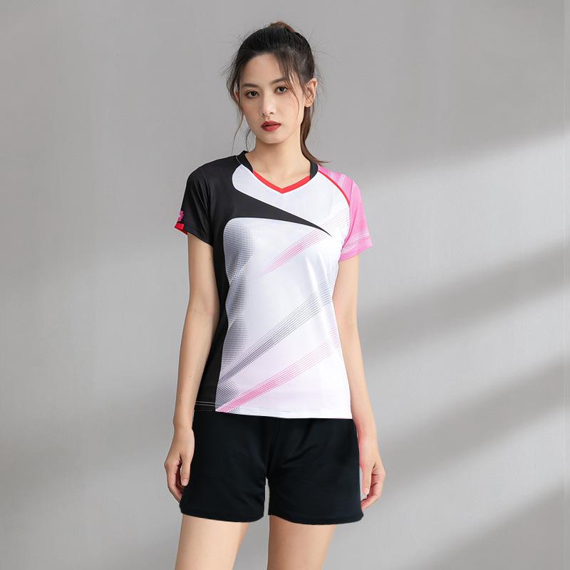 New Badminton Jersey Suit Women's Training Sports Printing Short-sleeved Jersey Competition Special Air Volleyball Clothing Men