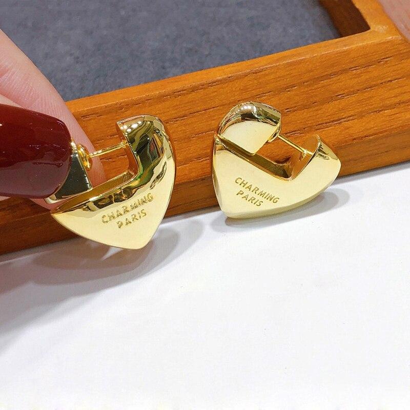 Clip-Ohrringe im Buchstaben-Herz-Stil, Vakuumbeschichtung, Gold, Silber, Stahlblech, Ohrring für Damen, modischer Namensschmuck