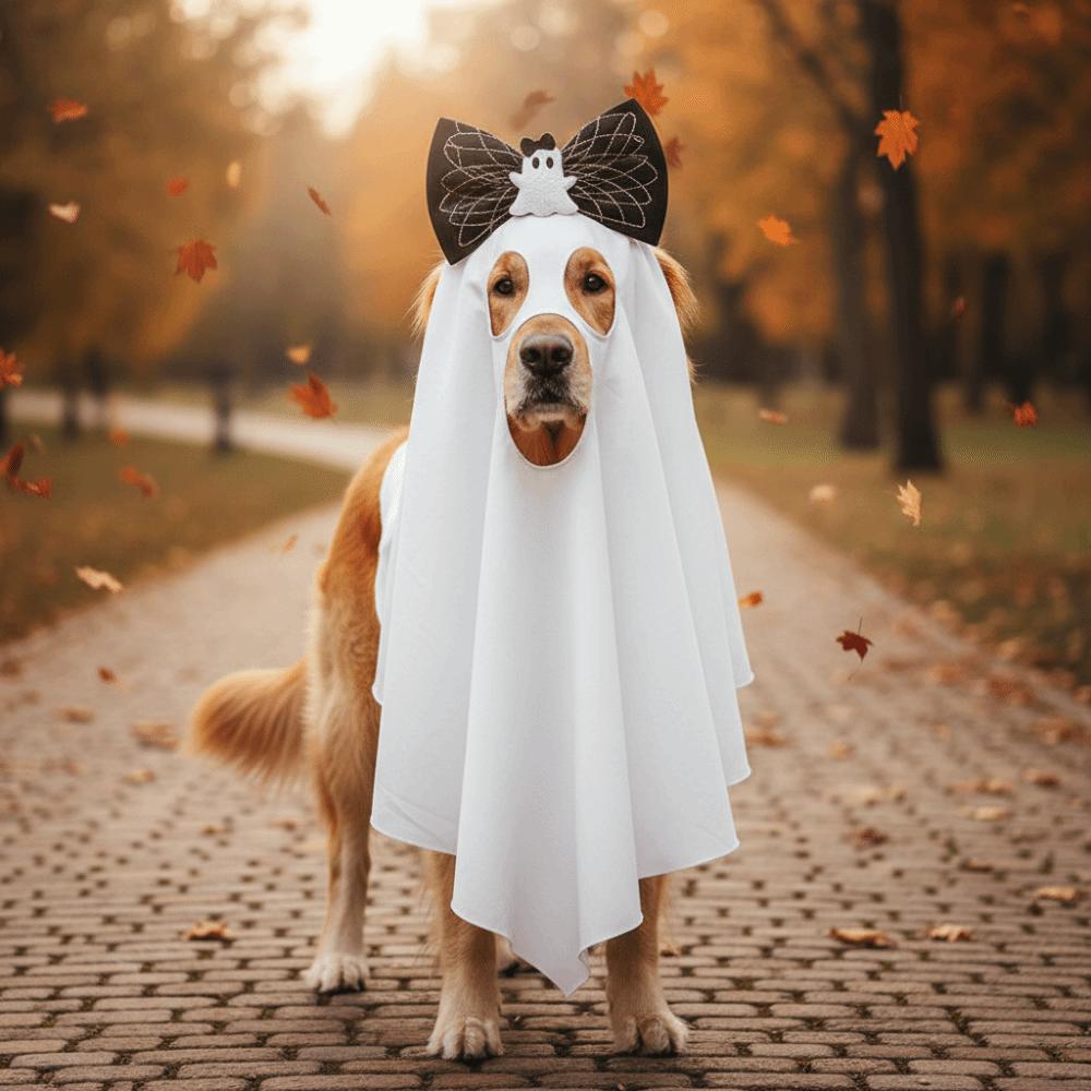 Breathable Dog Ghost Cape Spooky Pet Transformation Costume Photo Props