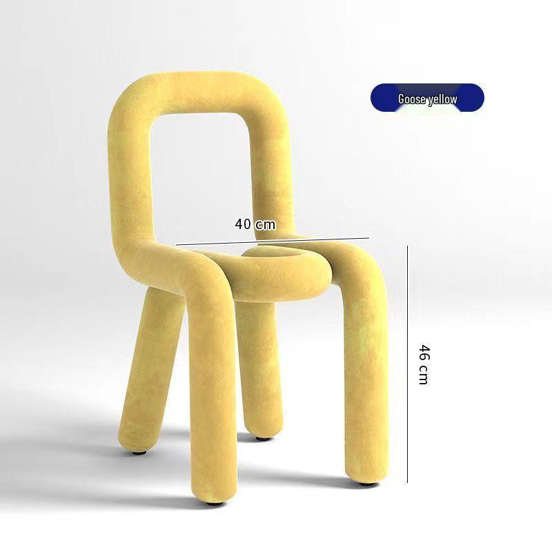 Creative Designer Vanity Chair with Backrest for Bedroom, Bold and Irregular Shape Leisure Stool