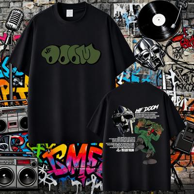 2025 Verão Rapper Mf Doom Álbum Madvillainy Camiseta Gráfica Masculina Moda Hip Hop Camiseta Retrô Casual Algodão Camiseta Oversized