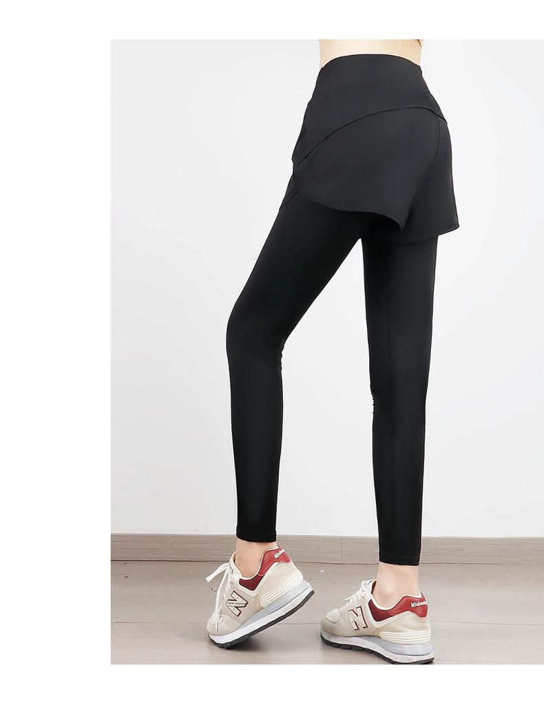 Women's High-Waist Yoga Pants - Autumn/Winter Quick-Dry 2-in-1 Design for Fitness and Morning Run