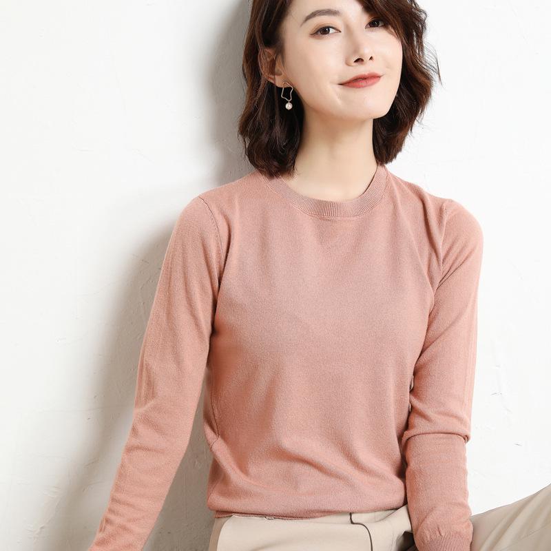 Women's Loose Fit Korean Style Round Neck Pullover Sweater, Versatile Base Layer for Spring and Autumn 2023