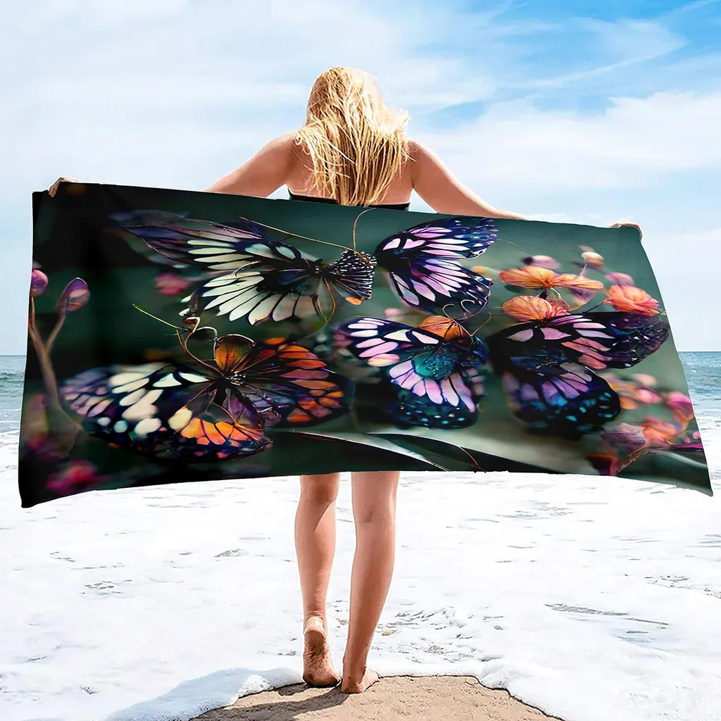 Butterfly Microfiber Sand Free Beach Towel Super Absorbent Lightweight Thin Towel Blanket for Pool Swimming Bath Camping Yoga