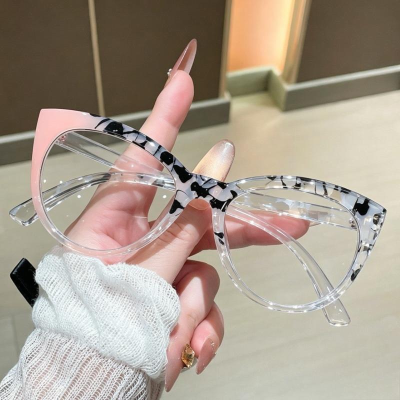 Women's INS Style Fashion Cat-Eye Presbyopia Glasses Two-tone Frames High-definition Trendy Reading Glasses Diopter 0 To +4.0