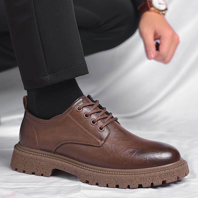 Classic Senior Men Oxford Shoes Formal Office Leather British Style Lace Up Thick Bottom Business Dress