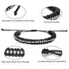 Morse-Code Lederarmband mit Edelstahl-Anhängern für Paare und als Geschenk
