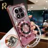 Crystal Bracelet Magnetic Stand Phone Case For Xiaomi Redmi Note 14 15 Pro Plus 15C 14C 14S 4G 5G  Soft Glitter Shockproof Cover