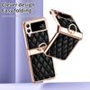 For Samsung Galaxy Z Flip 4 Case with Finger Ring Folding Screen Protective Hard PC Leather Cover Coque for Galaxy Z Flip 3 Protective Cases