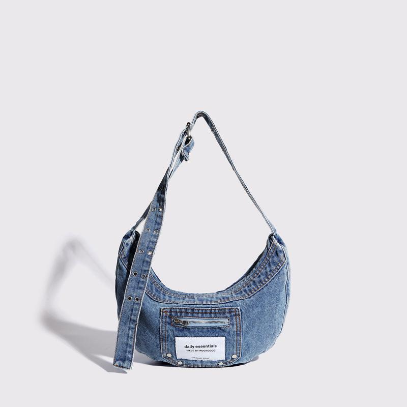 Women s Bag Armpit Niche Design Retro Washed Denim Fashionable High-end Dumpling