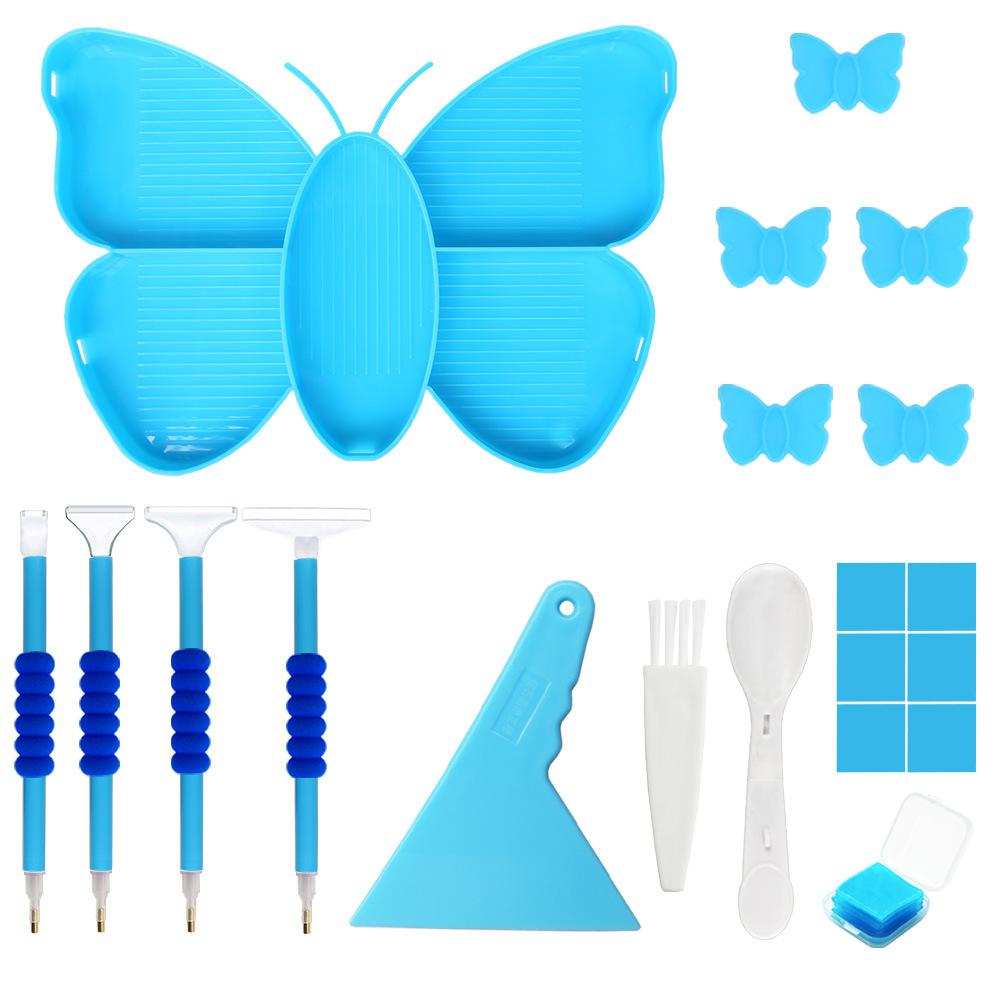 24pcs/Set DIY Diamond Painting Tool Set -Butterfly Multifunctional Flip Plate, Drill Points, Trays & Funnels for DIY Projects