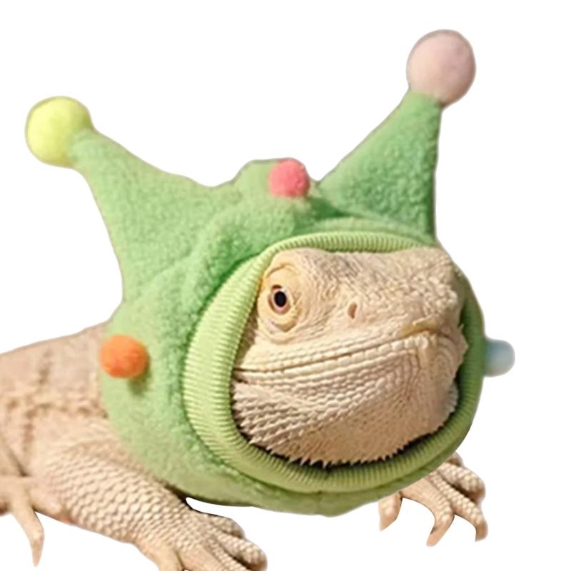 

Elastic Lizards Hat Scarf Soft and Comfortable, Suitable for Reptiles Owners Stretchy Lizards Scarf Apparel Pompoms зелений