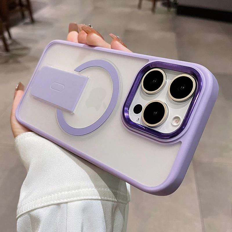Luxury Magsafe Kickstand Stand Phone Case For For Iphone 11 12 13 14 15 16 17 Pro Max Air Plus Magnetic Shockproof Bumper Cover