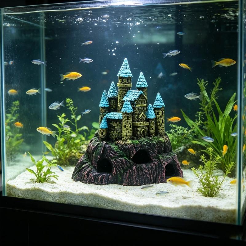 Unique Fish Tanks Castles Decoration Resins Sculpture Safe Fish Tanks Castles Cave Shelter House Plant Accessories