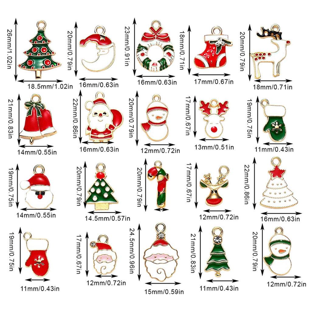 20Pcs Alloy Mixed Color Christmas Pendant Necklace Bracelet Decor Craft DIY Making Jewelry