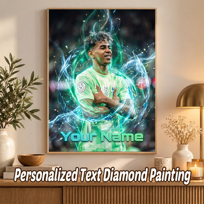 Lamine Yamal Custom Name Text 5D Diamond Painting Kit DIY Full Drill Diamond Art Decoration