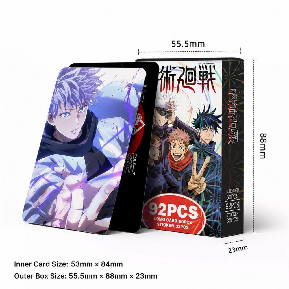 Jujutsu Kaisen 92PCS Lomo Card Set Anime Photo Cards with 32 Stickers for Scrapbook Journal Album Desk Decor Gifts Toys
