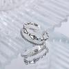 New Retro Chain Double Bow 925 Sterling Silver Temperament Personality Sweet Hot Girl Opening Rings TYB022