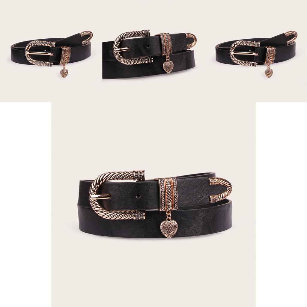 Fashion Leather Belt With Heart Pendant For Casual Outfits