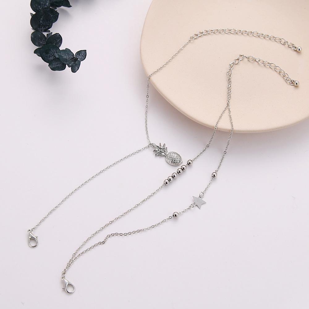 Golden/Silver Ankle Chain Pineapple Pendant Anklet Beaded Summer Beach Foot Jewelry Fashion Style Anklets for Women