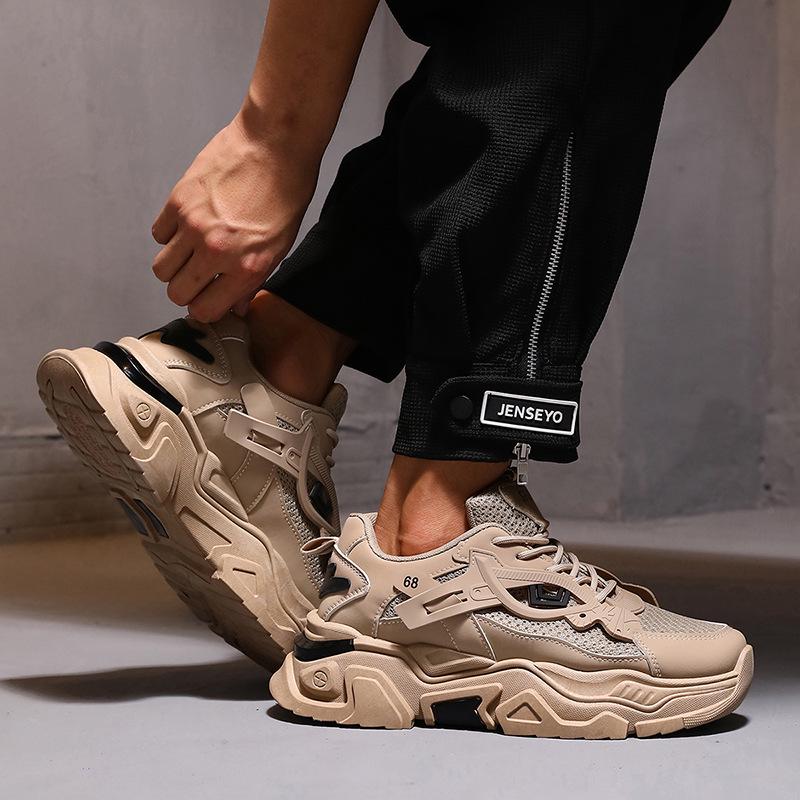 2025 Men's Trendy White Sneakers: Casual Running Shoes with Thick Soles for Teens & Students