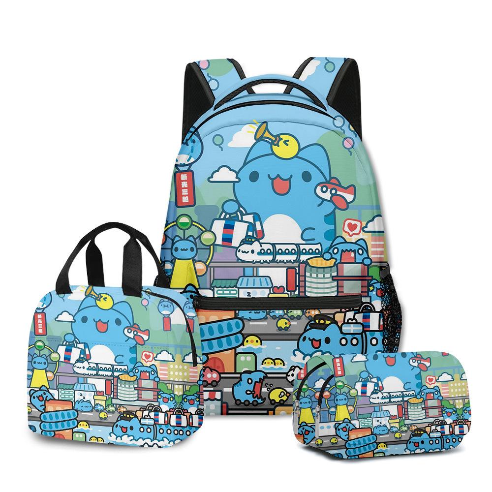 Klassiek Populair Nieuwigheid Bugcat Capoo 3D Geprint 3 stuks/Set student Schooltassen Reis Notitieboek Rugzak Lunchtas Etui