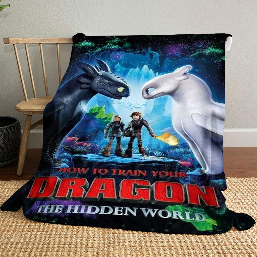 High-quality How to Train Your Dragon Toothless themed printed blanket. Soft and comfortable, a perfect gift for  friends.