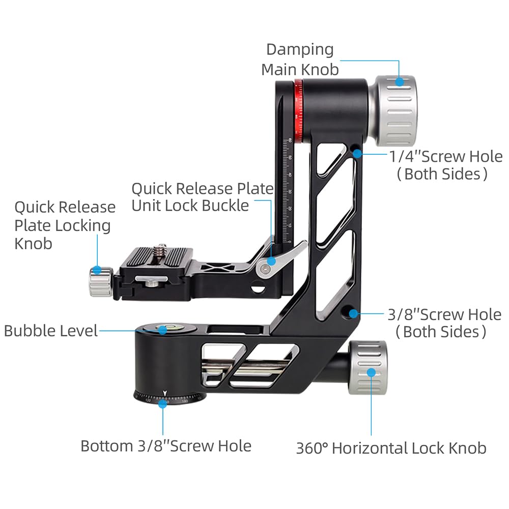 XILETU Aluminum Alloy Universal Tripod Head for DSLR Cameras and Supports Panoramic Maximum Weight Capacity of Ideal for Wildlife and Bird Includes